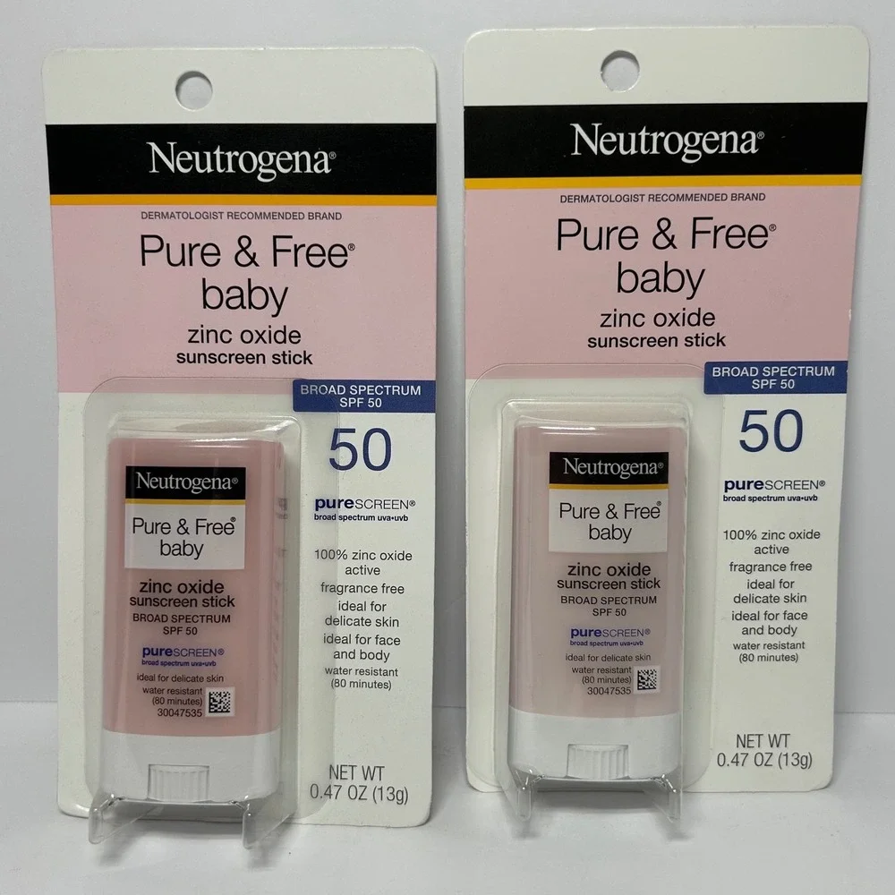 2pk Neutrogena Pure & Free Baby Zinc Oxide Sunscreen Stick SPF 50 0.47oz 13g
